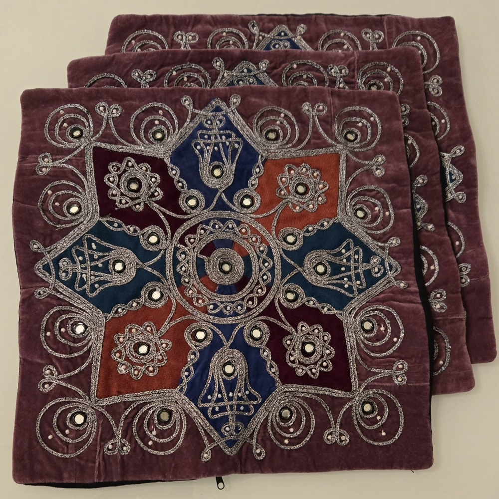 Cushions cover, size 15x15 inches colorful, violet, blue, silver , orange